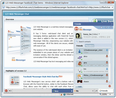 It allows users to chat with each other from 123 Web Messenger's interface 